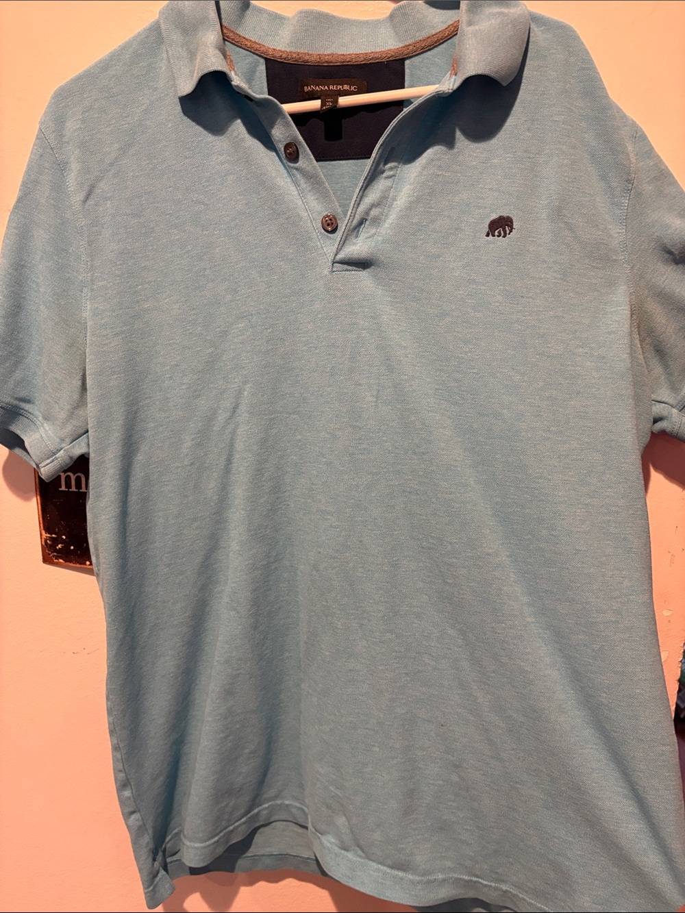 Banana Republic Men’s Light Blue Polo with Elephant Logo